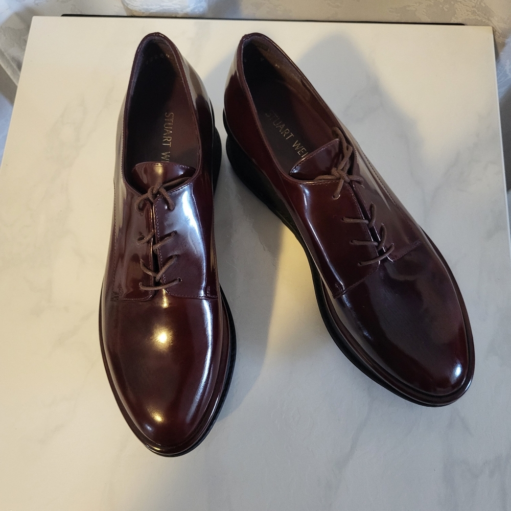 Stuart Weitzman Kent Platform Oxford, Women Shoes Size 9M, Color Burgundy - Picture 10 of 12